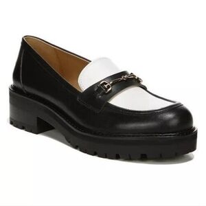 Sam Edelman Black and White Leather Lug Sole Loafers